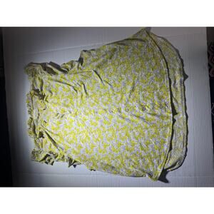 Melloday Women’s XL Yellow Floral Ruffle Sleeve Blouse Lightweight